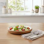 Deconox Mango Ağacı Pasta Tabağı - İçi Krem Emaye (Enamel) Kaplama 20 cm Tatlı, Meyve ve Kahvaltı Tabağı - Leke Tutmaz Ahşap Sunum (Yükseklik: 2 cm)