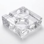 Deconox Patron Model El Yapımı Cam Puro Küllüğü - Dökme Cam Şeffaf Kare Puro Tablası ve Kül Haznesi (14x14x4 cm)