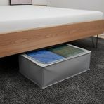 Deconox Telli Baza Altı Hurcu (46x66x20 cm) - Dik Duran Impertex Kumaş, Gri | Şeffaf Pencereli Yatak Altı Nevresim ve Kıyafet Organizeri