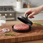 Deconox Yapışmaz Büyük Boy Hamburger Köfte Kalıbı - Paslanmaz Çelik Karbon Kaplama Premium Burger Presi | Mükemmel Şekilli Köfte Makinesi