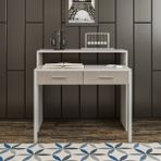 Decor Loger Modern 2 Çekmeceli Çalışma Masası Mdf Ayaklı Beyaz Dresuar Masa - 100 - Beyaz - Gri