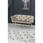 Decoraks Balon Çay Seti Koltuk Kanepe Oturma Odası Kafe Antre Hol Ofis 2 Kişilik Krom Metal - Krem