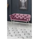 Decoraks Balon Çay Seti Koltuk Kanepe Oturma Odası Kafe Antre Hol Ofis 2 Kişilik Krom Metal - Pudra