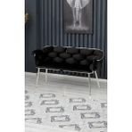 Decoraks Balon Çay Seti Koltuk Kanepe Oturma Odası Kafe Antre Hol Ofis 2 Kişilik Krom Metal - Siyah