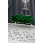 Decoraks Balon Çay Seti Koltuk Kanepe Oturma Odası Kafe Antre Hol Ofis 2 Kişilik Krom Metal - Yeşil