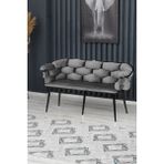 Decoraks Balon Çay Seti Koltuk Kanepe Oturma Odası Kafe Antre Hol Ofis 2 Kişilik Siyah Metal - Gri
