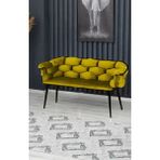 Decoraks Balon Çay Seti Koltuk Kanepe Oturma Odası Kafe Antre Hol Ofis 2 Kişilik Siyah Metal - Hardal