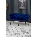 Decoraks Balon Çay Seti Koltuk Kanepe Oturma Odası Kafe Antre Hol Ofis 2 Kişilik Siyah Metal - Lacivert