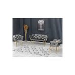 Decoraks Balon Çay Seti Koltuk Takımı Oturma Odası Kafe Antre Hol Ofis 2+1+1 Gold Metal GRİ