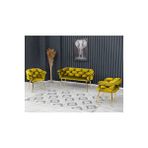 Decoraks Balon Çay Seti Koltuk Takımı Oturma Odası Kafe Antre Hol Ofis 2+1+1 Gold Metal HARDAL
