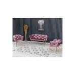 Decoraks Balon Çay Seti Koltuk Takımı Oturma Odası Kafe Antre Hol Ofis 2+1+1 Gold Metal PUDRA