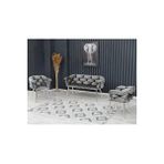 Decoraks Balon Çay Seti Koltuk Takımı Oturma Odası Kafe Antre Hol Ofis 2+1+1 Krom Metal GRİ