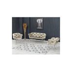 Decoraks Balon Çay Seti Koltuk Takımı Oturma Odası Kafe Antre Hol Ofis 2+1+1 Krom Metal KREM