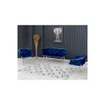 Decoraks Balon Çay Seti Koltuk Takımı Oturma Odası Kafe Antre Hol Ofis 2+1+1 Krom Metal LACİVERT