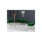Decoraks Balon Çay Seti Koltuk Takımı Oturma Odası Kafe Antre Hol Ofis 2+1+1 Krom Metal YEŞİL