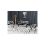 Decoraks Balon Çay Seti Koltuk Takımı Oturma Odası Kafe Antre Hol Ofis 2+1+1 Siyah Metal GRİ
