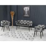 Decoraks Balon Çay Seti Takımı Koltuk Takımı Oturma Odası Kafe Antre Hol Ofis 2+1+1 Siyah Metal - Gri