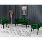 Decoraks Balon Çay Seti Takımı Koltuk Takımı Oturma Odası Kafe Antre Hol Ofis 2+1+1 Siyah Metal - Yeşil