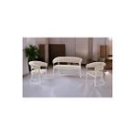 Decoraks Rio Çay Seti Takımı Koltuk Takımı Oturma Odası Kafe Antre Hol Ofis 2+1+1 Krom Metal - Krem