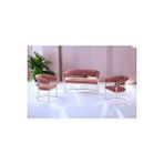 Decoraks Rio Çay Seti Takımı Koltuk Takımı Oturma Odası Kafe Antre Hol Ofis 2+1+1 Krom Metal PUDRA