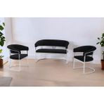 Decoraks Rio Çay Seti Takımı Koltuk Takımı Oturma Odası Kafe Antre Hol Ofis 2+1+1 Krom Metal - Siyah