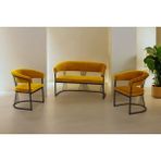 Decoraks Rio Çay Seti Takımı Koltuk Takımı Oturma Odası Kafe Antre Hol Ofis 2+1+1 Siyah Metal - Hardal