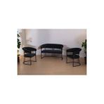 Decoraks Rio Çay Seti Takımı Koltuk Takımı Oturma Odası Kafe Antre Hol Ofis 2+1+1 Siyah Metal SİYAH