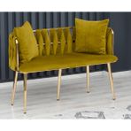 Decoraks Sarmaşık Çay Seti Koltuk Kanepe Oturma Odası Kafe Antre Hol Ofis 2 Kişilik Gold Metal - Hardal