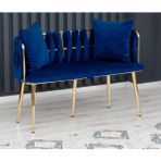 Decoraks Sarmaşık Çay Seti Koltuk Kanepe Oturma Odası Kafe Antre Hol Ofis 2 Kişilik Gold Metal - Lacivert