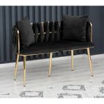 Decoraks Sarmaşık Çay Seti Koltuk Kanepe Oturma Odası Kafe Antre Hol Ofis 2 Kişilik Gold Metal - Siyah