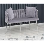 Decoraks Sarmaşık Çay Seti Koltuk Kanepe Oturma Odası Kafe Antre Hol Ofis 2 Kişilik Krom Metal - Gri