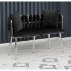 Decoraks Sarmaşık Çay Seti Koltuk Kanepe Oturma Odası Kafe Antre Hol Ofis 2 Kişilik Krom Metal - Siyah