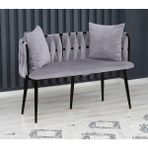 Decoraks Sarmaşık Çay Seti Koltuk Kanepe Oturma Odası Kafe Antre Hol Ofis 2 Kişilik Siyah Metal - Gri