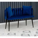 Decoraks Sarmaşık Çay Seti Koltuk Kanepe Oturma Odası Kafe Antre Hol Ofis 2 Kişilik Siyah Metal - Lacivert