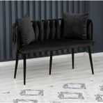 Decoraks Sarmaşık Çay Seti Koltuk Kanepe Oturma Odası Kafe Antre Hol Ofis 2 Kişilik Siyah Metal
