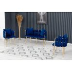 Decoraks Sarmaşık Çay Seti Takımı Koltuk Takımı Oturma Odası Kafe Antre Hol Ofis 2+1+1 Gold Metal - Lacivert