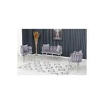 Decoraks Sarmaşık Çay Seti Takımı Koltuk Takımı Oturma Odası Kafe Antre Hol Ofis 2+1+1 Krom Metal GRİ