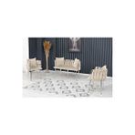 Decoraks Sarmaşık Çay Seti Takımı Koltuk Takımı Oturma Odası Kafe Antre Hol Ofis 2+1+1 Krom Metal KREM
