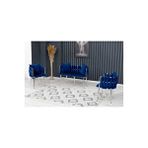 Decoraks Sarmaşık Çay Seti Takımı Koltuk Takımı Oturma Odası Kafe Antre Hol Ofis 2+1+1 Krom Metal LACİVERT