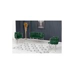 Decoraks Sarmaşık Çay Seti Takımı Koltuk Takımı Oturma Odası Kafe Antre Hol Ofis 2+1+1 Krom Metal YEŞİL