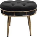 Decoraks Tekli Puf Gold Metal Iskeletli Benc Antre Hol Çay Seti Puf Makyaj Masası Pufu - Siyah