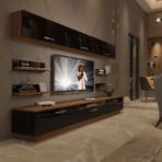Decoraktiv 1E3 MDF 160 Ceviz Siyah Tv Ünitesi