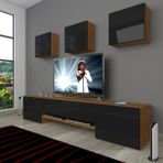 Decoraktiv 1E3 MDF 180 Ceviz Siyah Tv Ünitesi