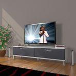 Decoraktiv Eko 140 Mdf Std Krom Ayaklı Beyaz Antrasit TV Sehpa Ünitesi