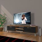 Decoraktiv Eko 140 Slm Dvd Krom Ayaklı Ceviz Siyah Tv Sehpa Ünitesi