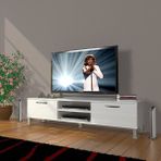 Decoraktiv Eko 140 Slm Dvd Krom Ayaklı Parlak Beyaz Tv Sehpa Ünitesi