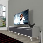 Decoraktiv Eko 140T Mdf Retro Beyaz Antrasit TV Sehpa Ünitesi