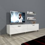 Decoraktiv Eko 150 MDF STD Krom Ayaklı Parlak Beyaz Tv Ünitesi