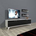 Decoraktiv Eko 150 MDF STD Retro Beyaz Siyah Tv Ünitesi