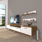 Decoraktiv Eko 200R Mdf Krom Ayaklı Beyaz Ceviz TV Sehpa Ünitesi
